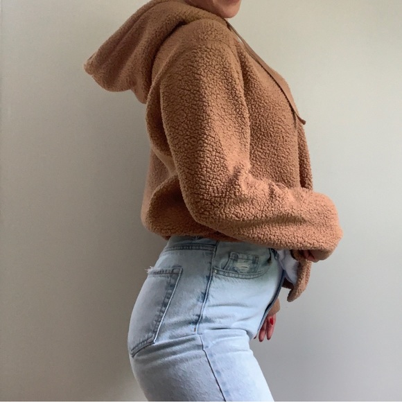 Light brown Abercrombie and Fitch Sherpa hoodie - Picture 9 of 11